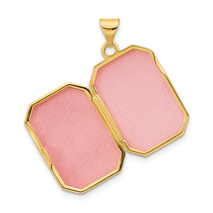 Rings TreasureFineJewelers 14k Yellow Gold Diamondcut Brushed 20mm Rectangular Locket