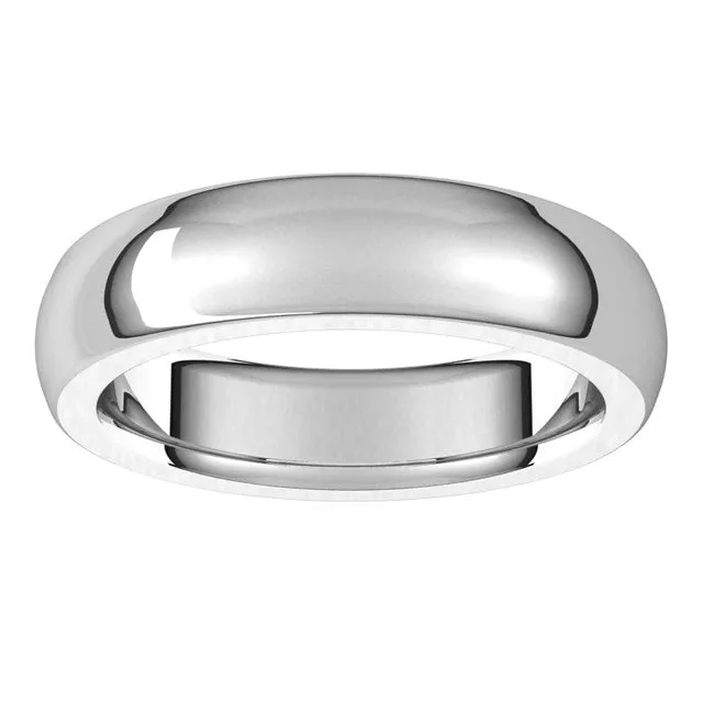 Rings TreasureFineJewelers 18K White Gold 5 mm Half Round Comfort Fit Heavy Wedding Band
