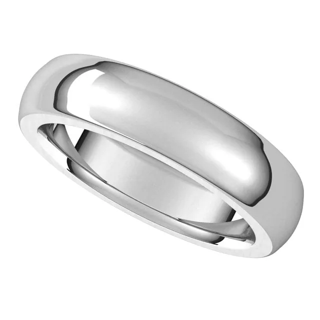 Rings TreasureFineJewelers 18K White Gold 5 mm Half Round Comfort Fit Heavy Wedding Band