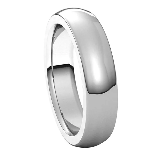 Rings TreasureFineJewelers 18K White Gold 5 mm Half Round Comfort Fit Heavy Wedding Band