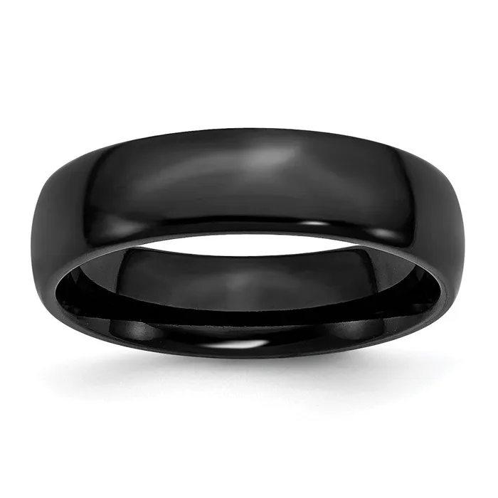 Rings TreasureFineJewelers Stainless Steel 6mm Black IPplated Polished Band Rings TreasureFineJewelers Stainless Steel 6mm Black IPplated Polished Band