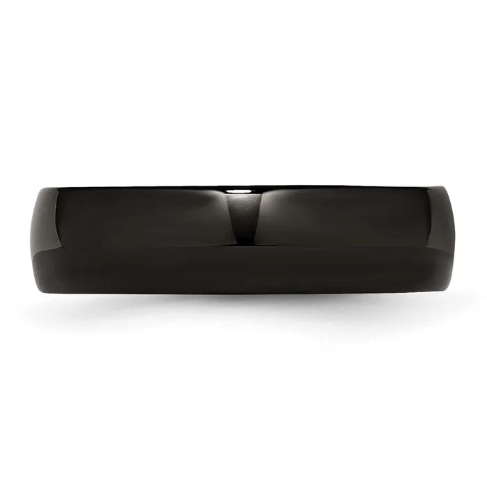 Rings TreasureFineJewelers Stainless Steel 6mm Black IPplated Polished Band