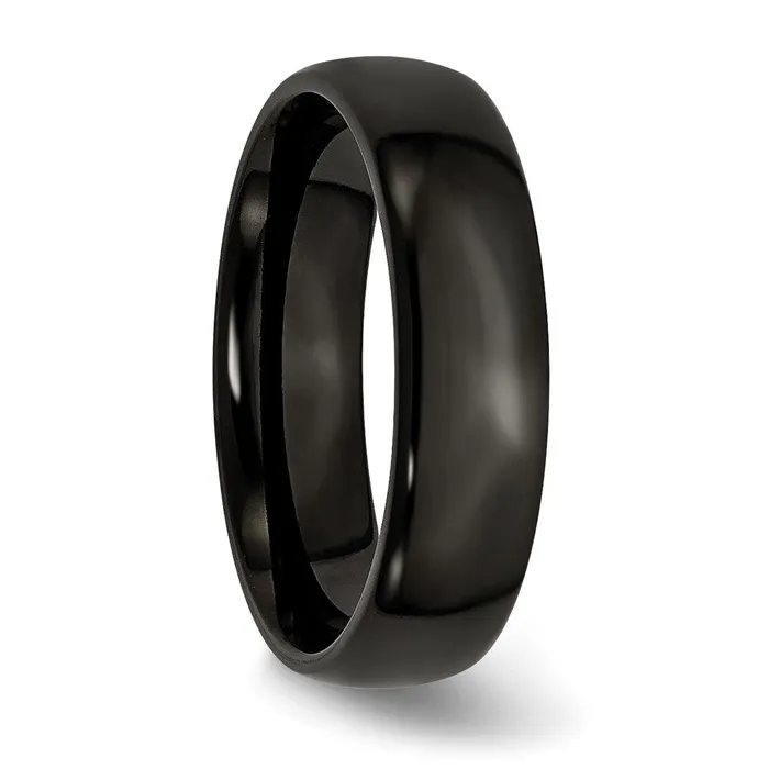 Rings TreasureFineJewelers Stainless Steel 6mm Black IPplated Polished Band