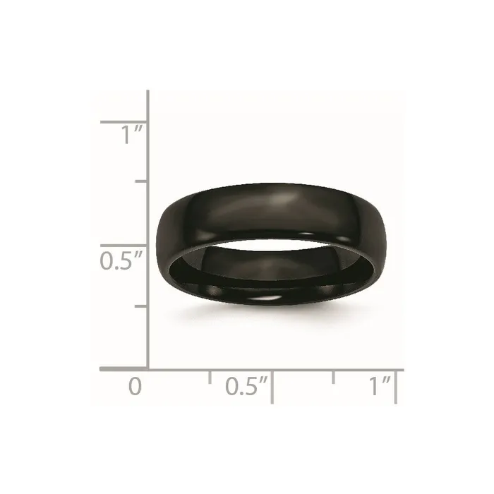 Rings TreasureFineJewelers Stainless Steel 6mm Black IPplated Polished Band