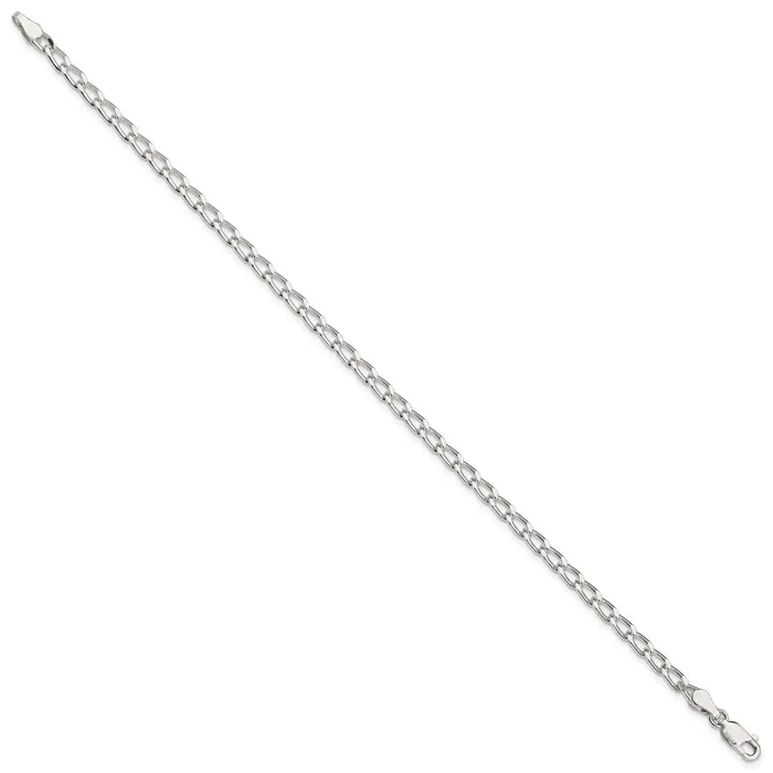 Rings TreasureFineJewelers Sterling Silver 32mm Open Elongated Link Chain Anklet