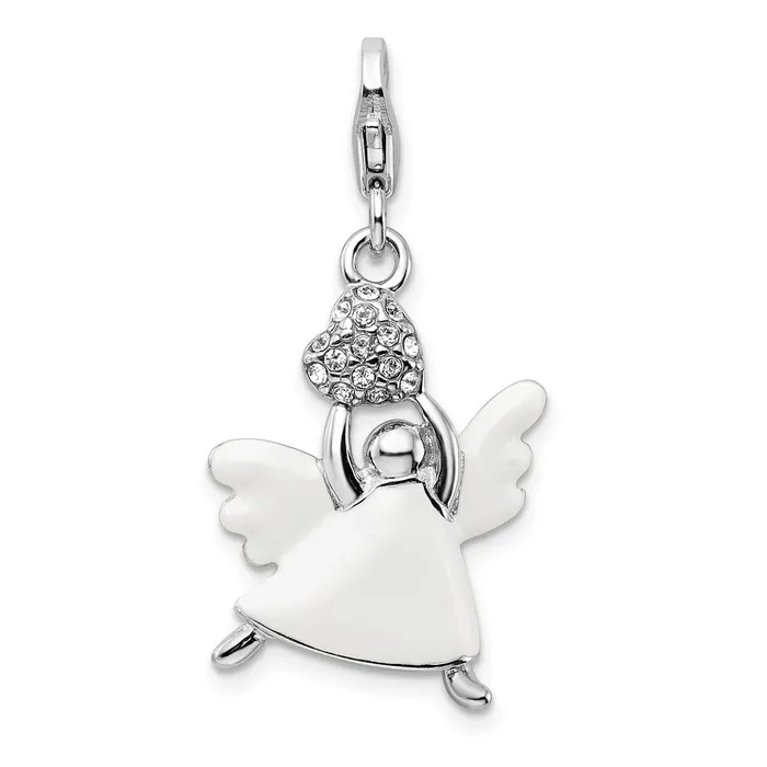 Rings TreasureFineJewelers Sterling Silver Amore La Vita Rhodpl Enameled Swarovski Angel Charm Rings TreasureFineJewelers Sterling Silver Amore La Vita Rhodpl Enameled Swarovski Angel Charm