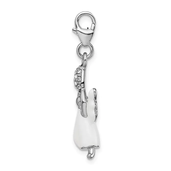 Rings TreasureFineJewelers Sterling Silver Amore La Vita Rhodpl Enameled Swarovski Angel Charm