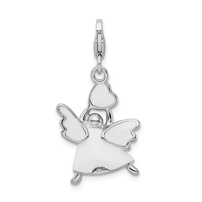 Rings TreasureFineJewelers Sterling Silver Amore La Vita Rhodpl Enameled Swarovski Angel Charm
