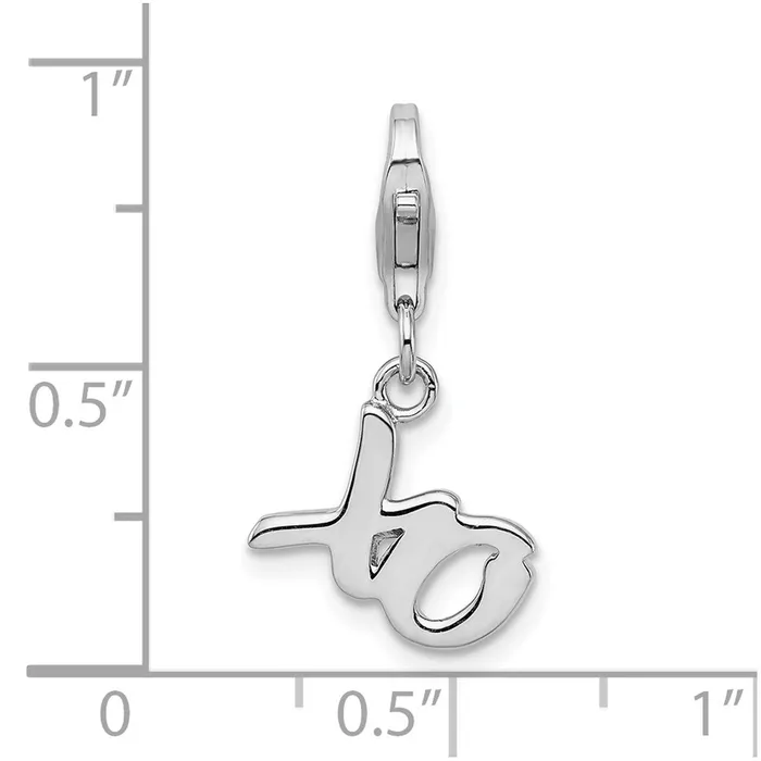 Rings TreasureFineJewelers Sterling Silver Amore La Vita Rhodiumplated Polished XO Charm