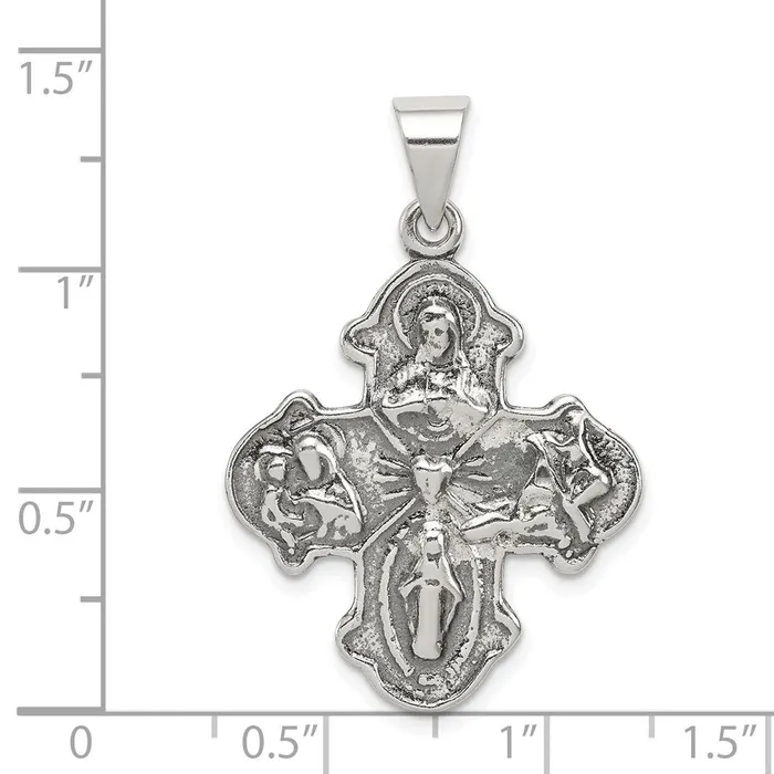 Rings TreasureFineJewelers Sterling Silver Antiqued 4way Medal