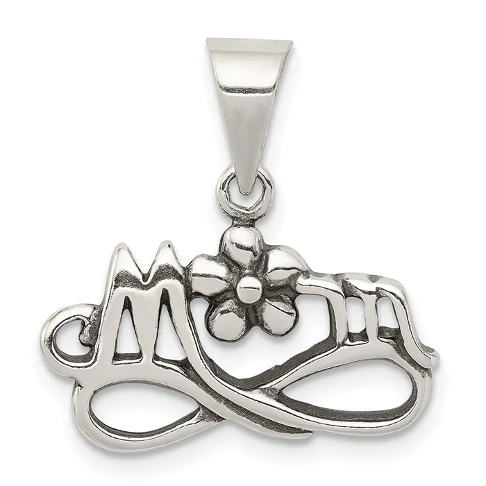 Rings TreasureFineJewelers Sterling Silver Antiqued Mom Charm