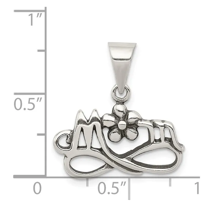 Rings TreasureFineJewelers Sterling Silver Antiqued Mom Charm