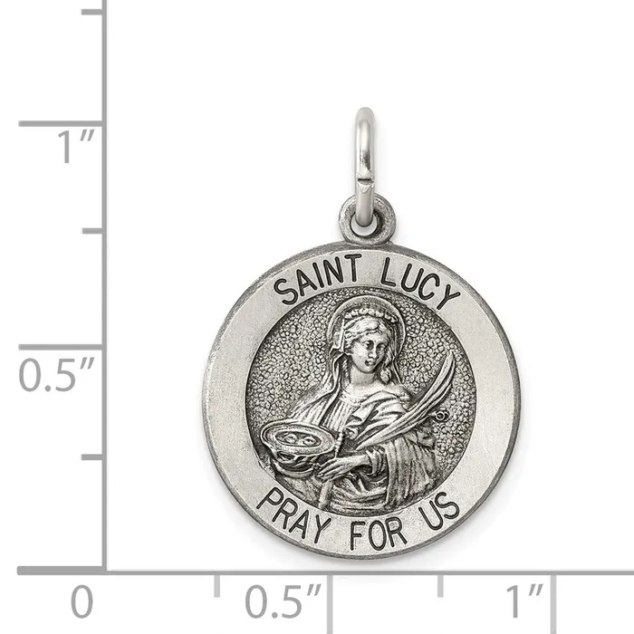 Rings TreasureFineJewelers Sterling Silver Antiqued Saint Lucy Medal