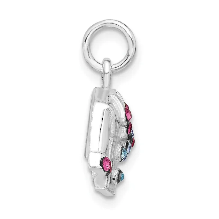 Rings TreasureFineJewelers Sterling Silver Blue Pink Crystal Flower Jacket Charm