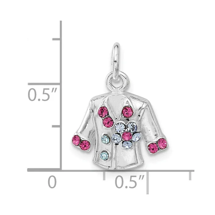Rings TreasureFineJewelers Sterling Silver Blue Pink Crystal Flower Jacket Charm
