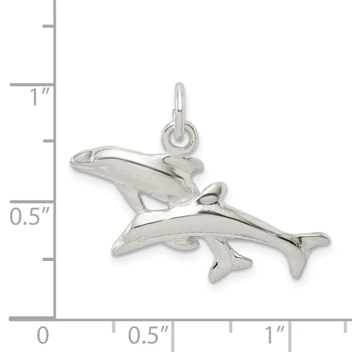 Rings TreasureFineJewelers Sterling Silver Dolphins Charm