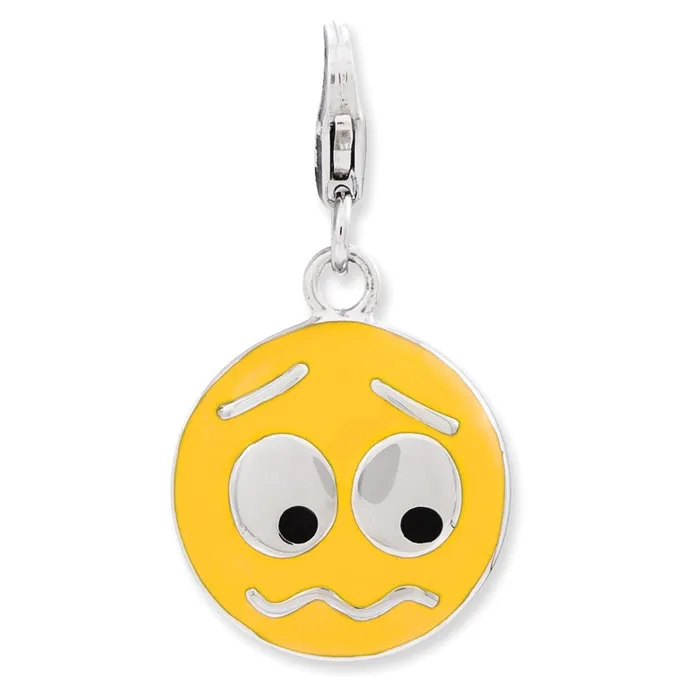 Rings TreasureFineJewelers Sterling Silver Enameled Confused Face wLobster Clasp Charm Rings TreasureFineJewelers Sterling Silver Enameled Confused Face wLobster Clasp Charm