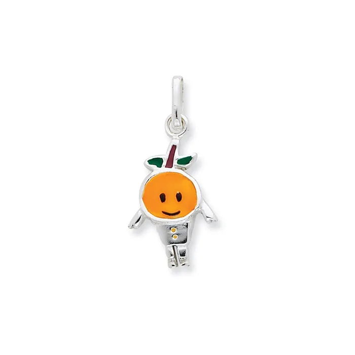 Rings TreasureFineJewelers Sterling Silver Enameled Orange Person Charm
