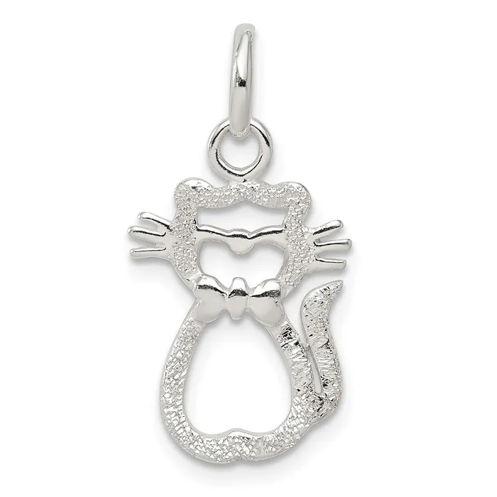 Rings TreasureFineJewelers Sterling Silver Polished Cat Charm