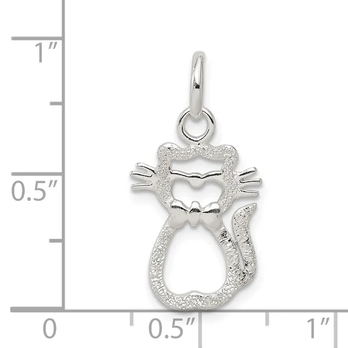Rings TreasureFineJewelers Sterling Silver Polished Cat Charm