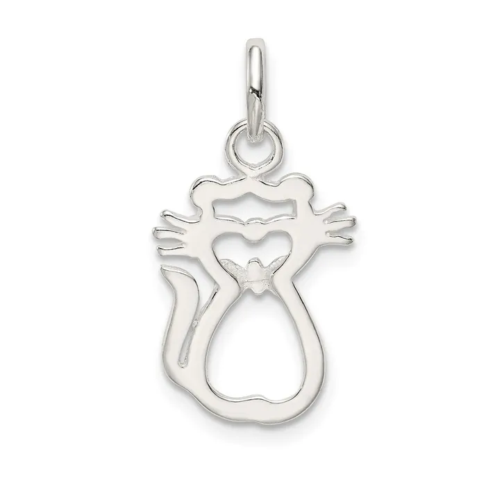 Rings TreasureFineJewelers Sterling Silver Polished Cat Charm