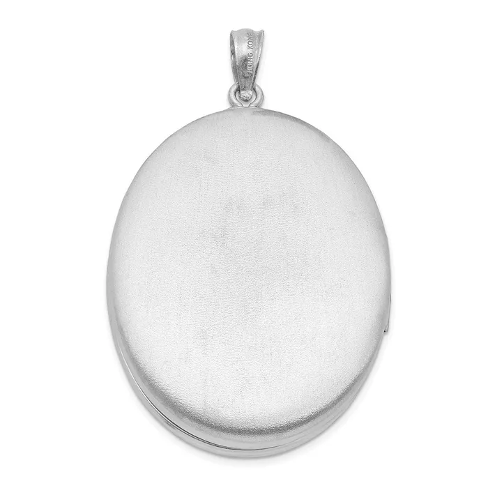 Rings TreasureFineJewelers Sterling Silver Rhodplated Enameled Floral Grandma 34mm Oval Locket
