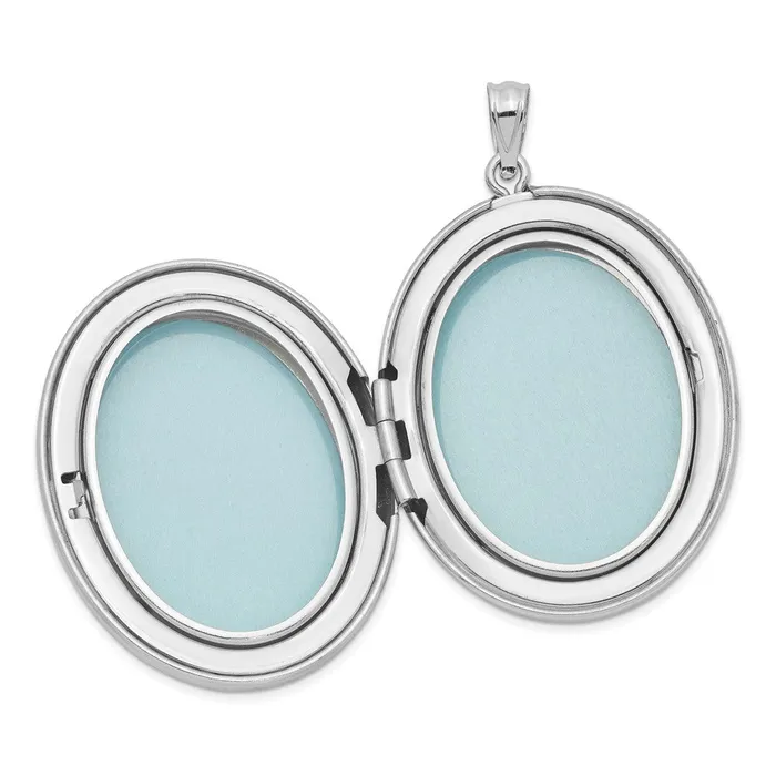 Rings TreasureFineJewelers Sterling Silver Rhodplated Enameled Floral Grandma 34mm Oval Locket