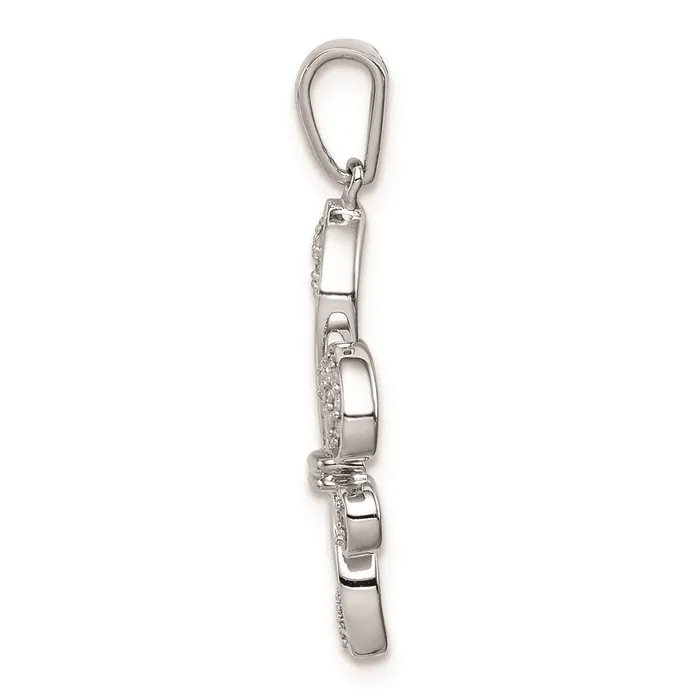 Rings TreasureFineJewelers Sterling Silver Rhodium 14K Two Tone Fleur De Lis Pendant