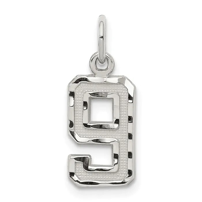 Rings TreasureFineJewelers Sterling Silver Rhodiumplated Diamondcut 9 Charm Rings TreasureFineJewelers Sterling Silver Rhodiumplated Diamondcut 9 Charm