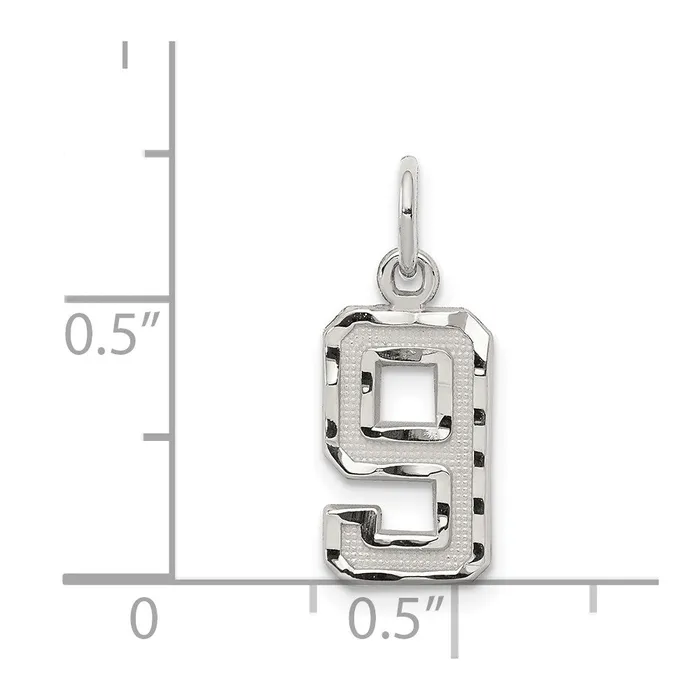Rings TreasureFineJewelers Sterling Silver Rhodiumplated Diamondcut 9 Charm