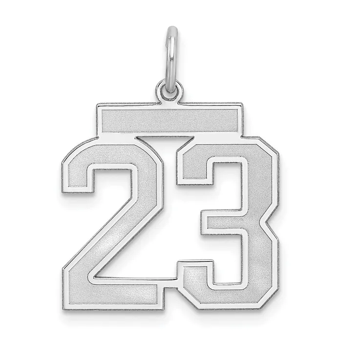 Rings TreasureFineJewelers Sterling SilverRhodiumplated Satin Number 23 Charm Rings TreasureFineJewelers Sterling SilverRhodiumplated Satin Number 23 Charm