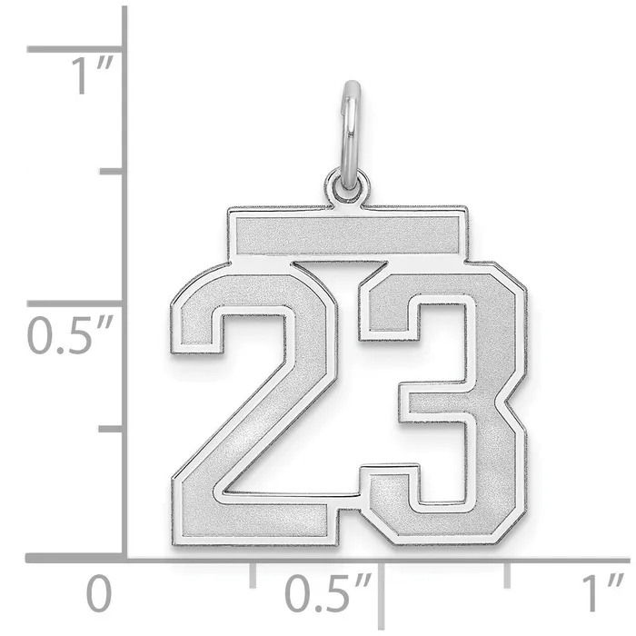 Rings TreasureFineJewelers Sterling SilverRhodiumplated Satin Number 23 Charm