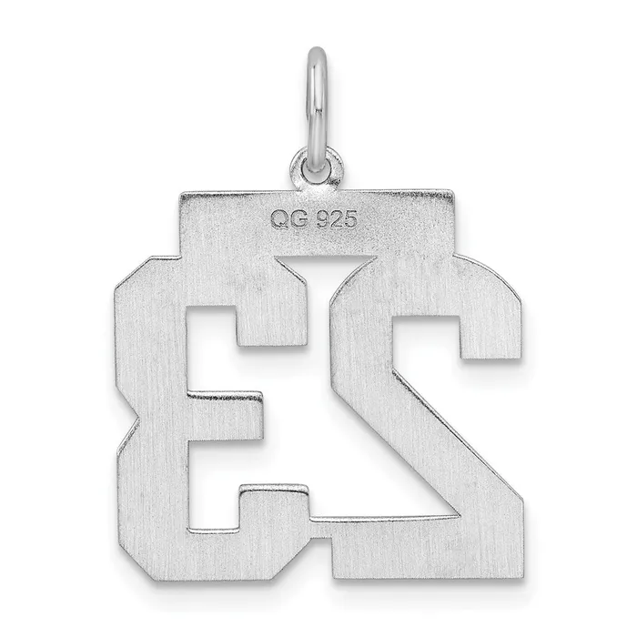 Rings TreasureFineJewelers Sterling SilverRhodiumplated Satin Number 23 Charm