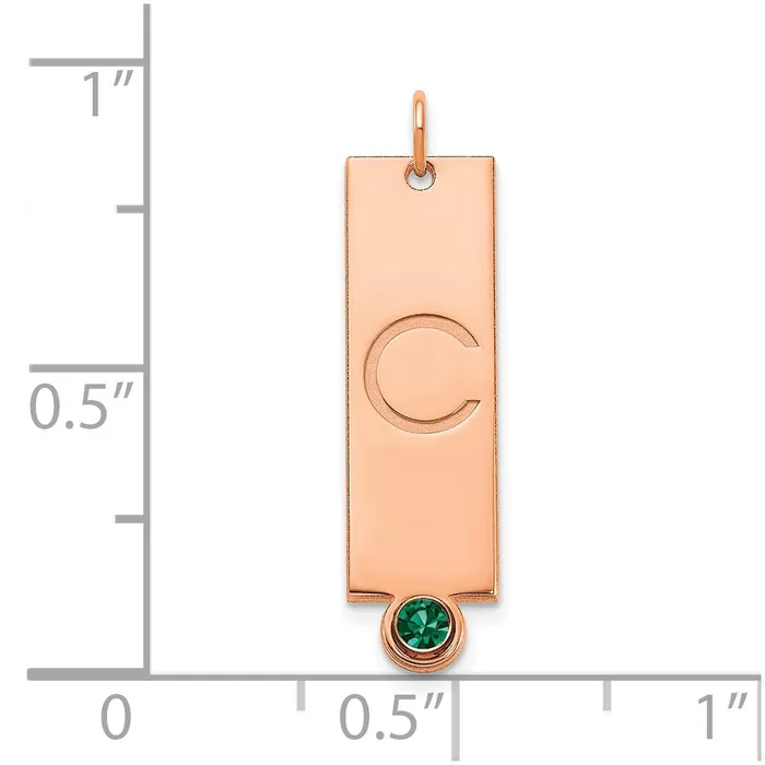 Rings TreasureFineJewelers Sterling Silver Rose Gold PlatedPolished Vertical Bar with Birthstone