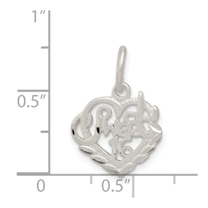 Rings TreasureFineJewelers Sterling Silver Sweet 16 Charm