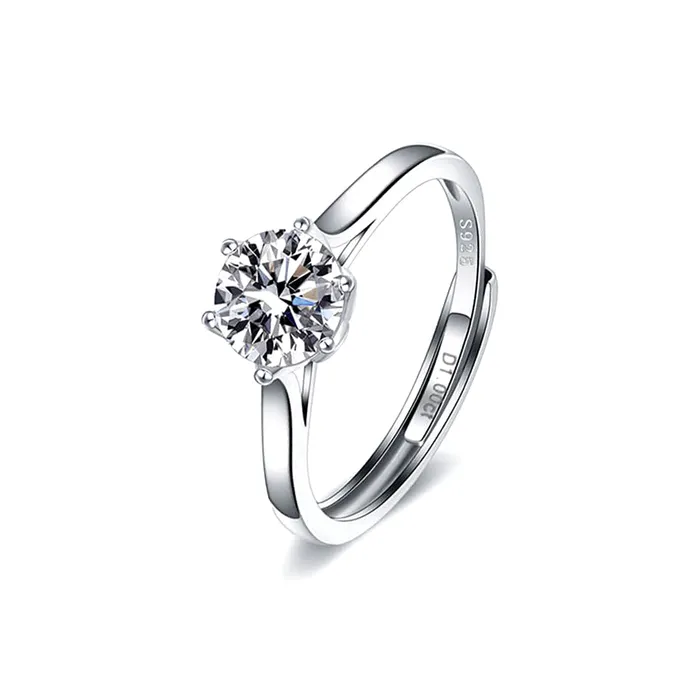 Rings Trendolla Jewelry Classic Six Claw Crown Moissanite Ring
