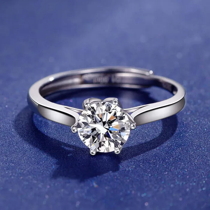 Rings Trendolla Jewelry Classic Six Claw Crown Moissanite Ring