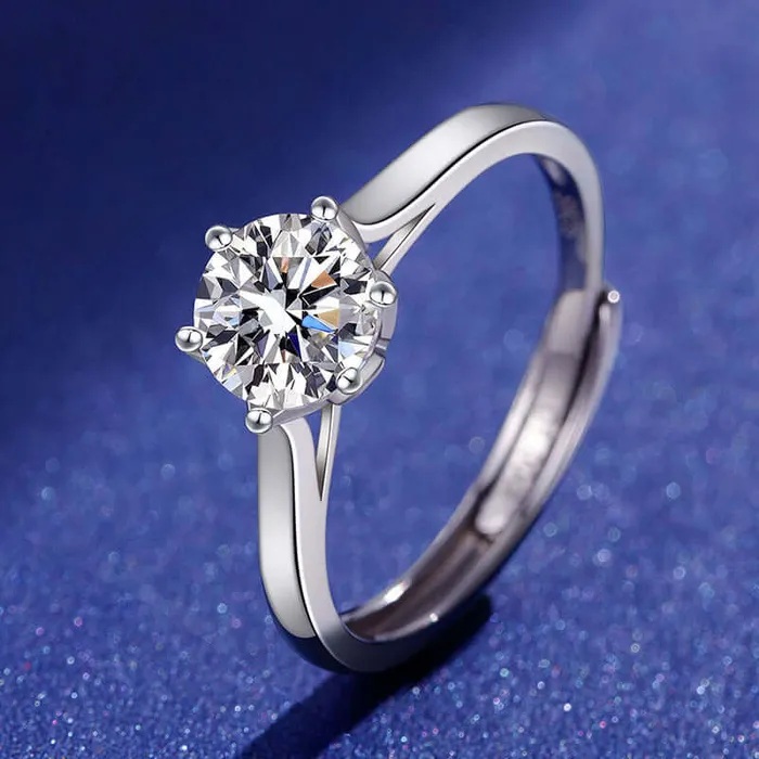 Rings Trendolla Jewelry Classic Six Claw Crown Moissanite Ring