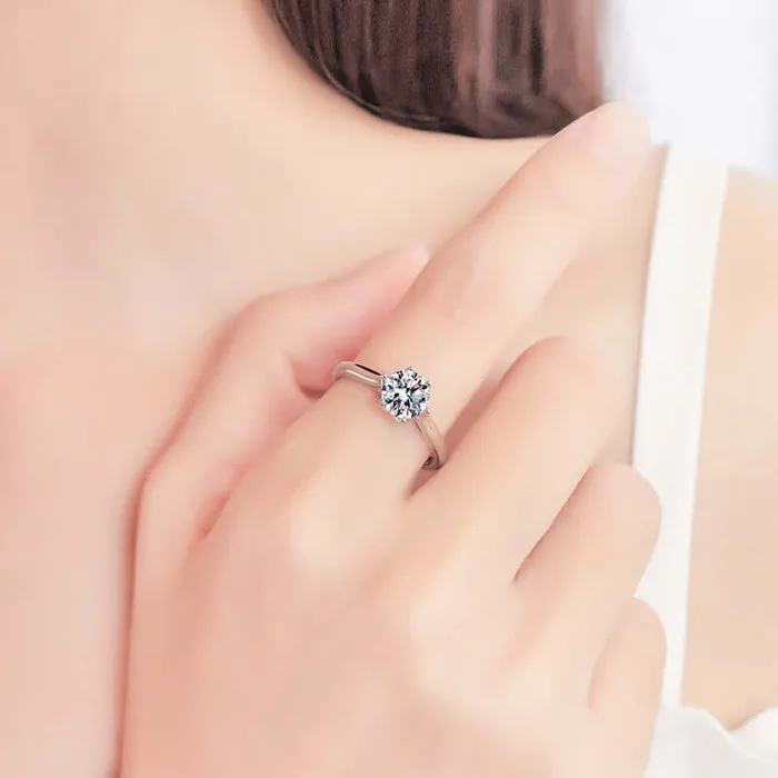 Rings Trendolla Jewelry Classic Six Claw Crown Moissanite Ring