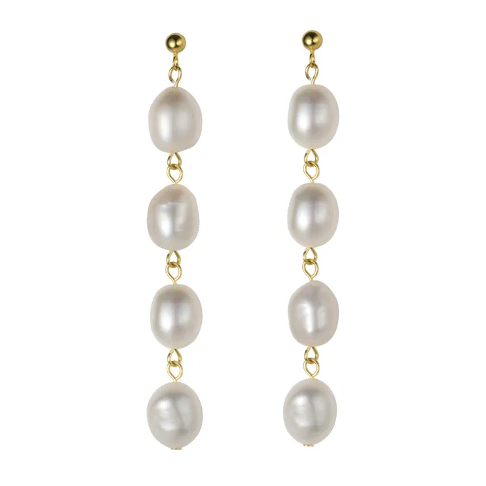 S925 Silver Baroque Pearl Tassel Drop Earrings Trendolla Jewelry Earrings
