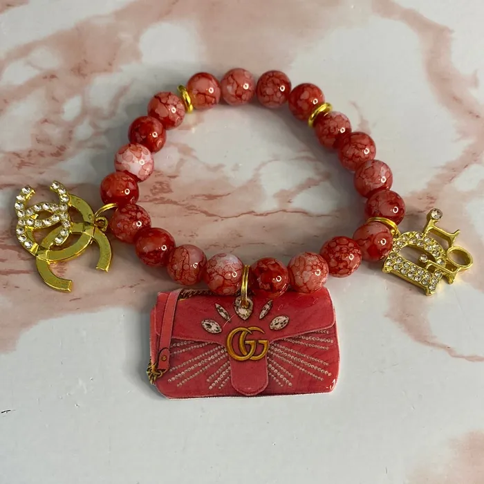Skylar Sky Collection Red Gold Affair Stretch Bracelet with Charm Bracelets