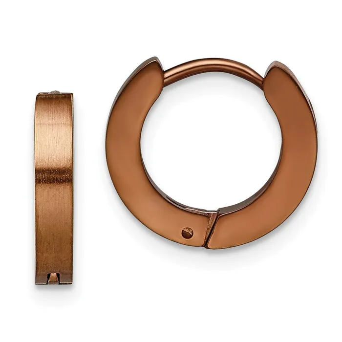 Stainless Steel Brushed Brown IPplated 2mm Hinged Hoop Earrings TreasureFineJewelers Earrings Stainless Steel Brushed Brown IPplated 2mm Hinged Hoop Earrings TreasureFineJewelers Earrings