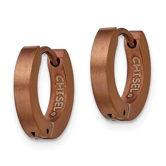 Stainless Steel Brushed Brown IPplated 2mm Hinged Hoop Earrings TreasureFineJewelers Earrings