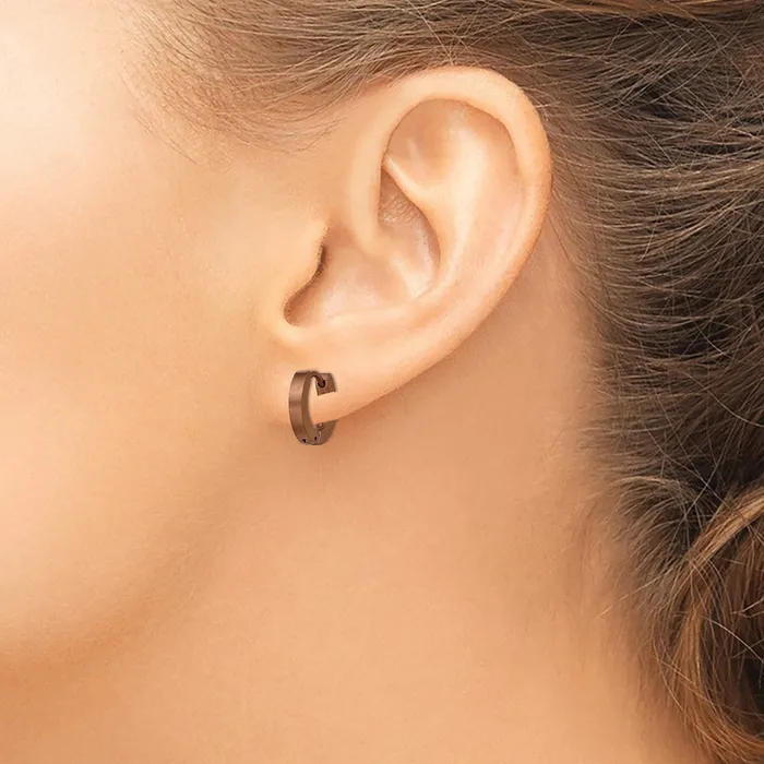 Stainless Steel Brushed Brown IPplated 2mm Hinged Hoop Earrings TreasureFineJewelers Earrings