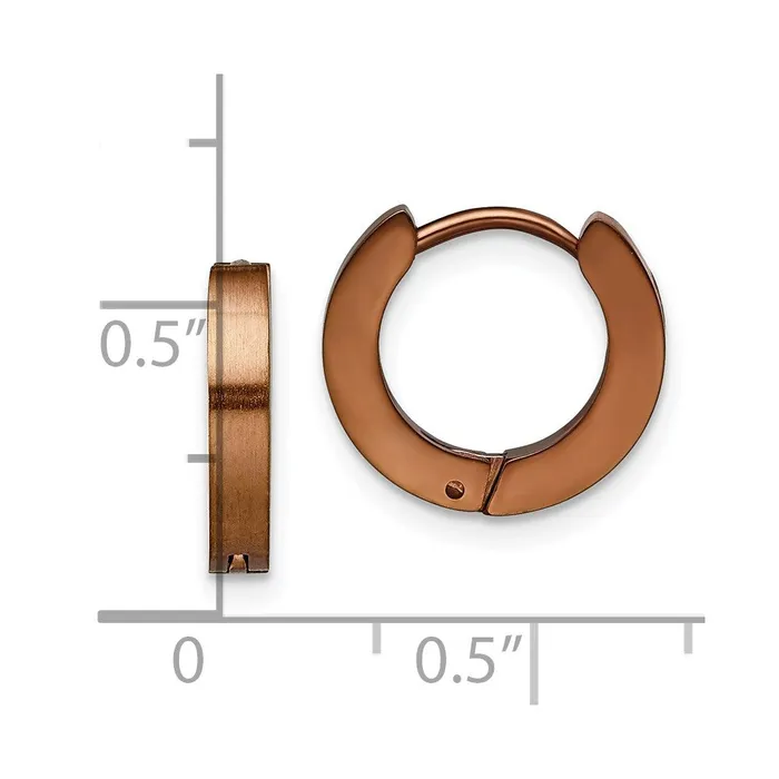 Stainless Steel Brushed Brown IPplated 2mm Hinged Hoop Earrings TreasureFineJewelers Earrings