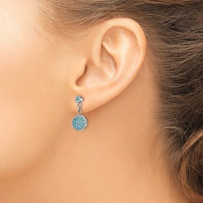 Stainless Steel Polished Reconstructed Turquoise Post Dangle Earrings TreasureFineJewelers Earrings