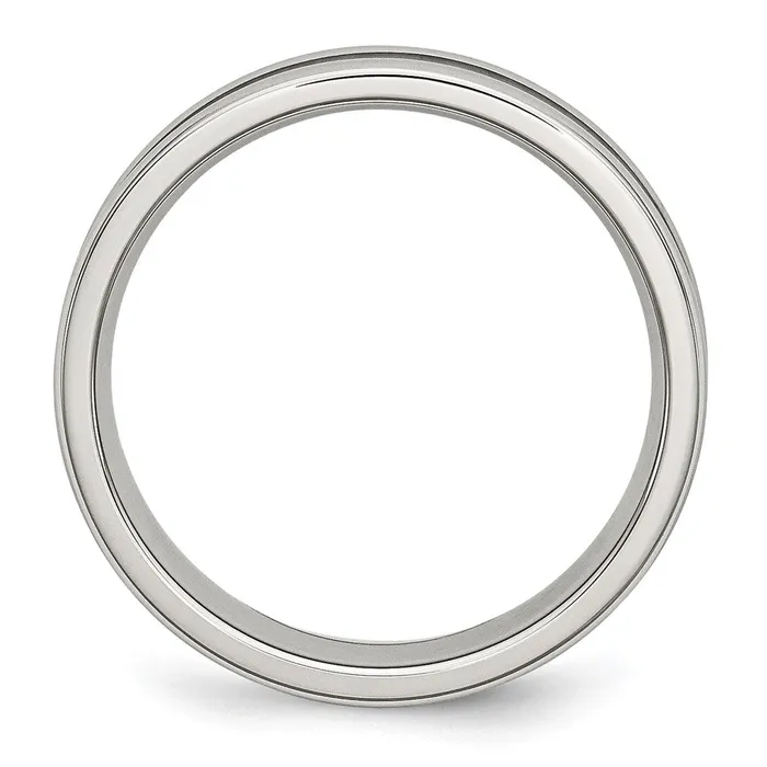 Stainless Steel Polished w Black Carbon Fiber Inlay 6mm Band TreasureFineJewelers Rings