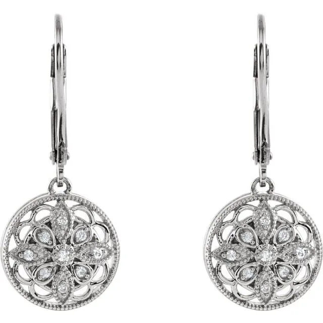 Sterling Silver 110 CTW Diamond Lever Back Earrings TreasureFineJewelers Earrings