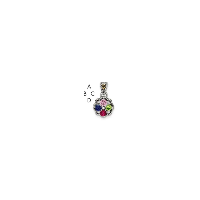 Sterling Silver 14k Fourstone and Diamond Mothers Pendant TreasureFineJewelers Necklaces Sterling Silver 14k Fourstone and Diamond Mothers Pendant TreasureFineJewelers Necklaces