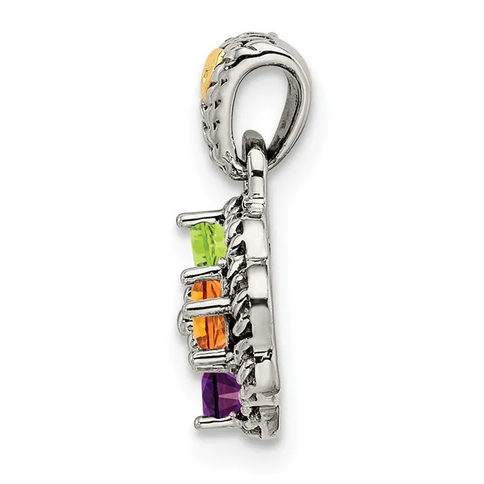 Sterling Silver 14k Fourstone and Diamond Mothers Pendant TreasureFineJewelers Necklaces